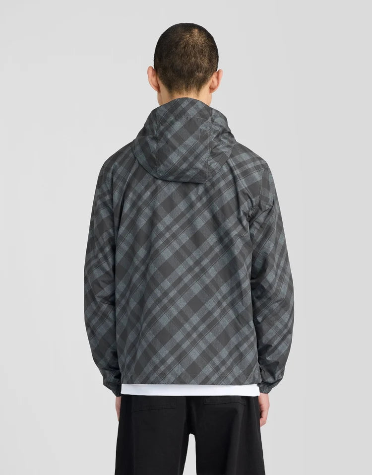 Lyle & Scott Tartan Lightweight Hooded Jacket Jet Black