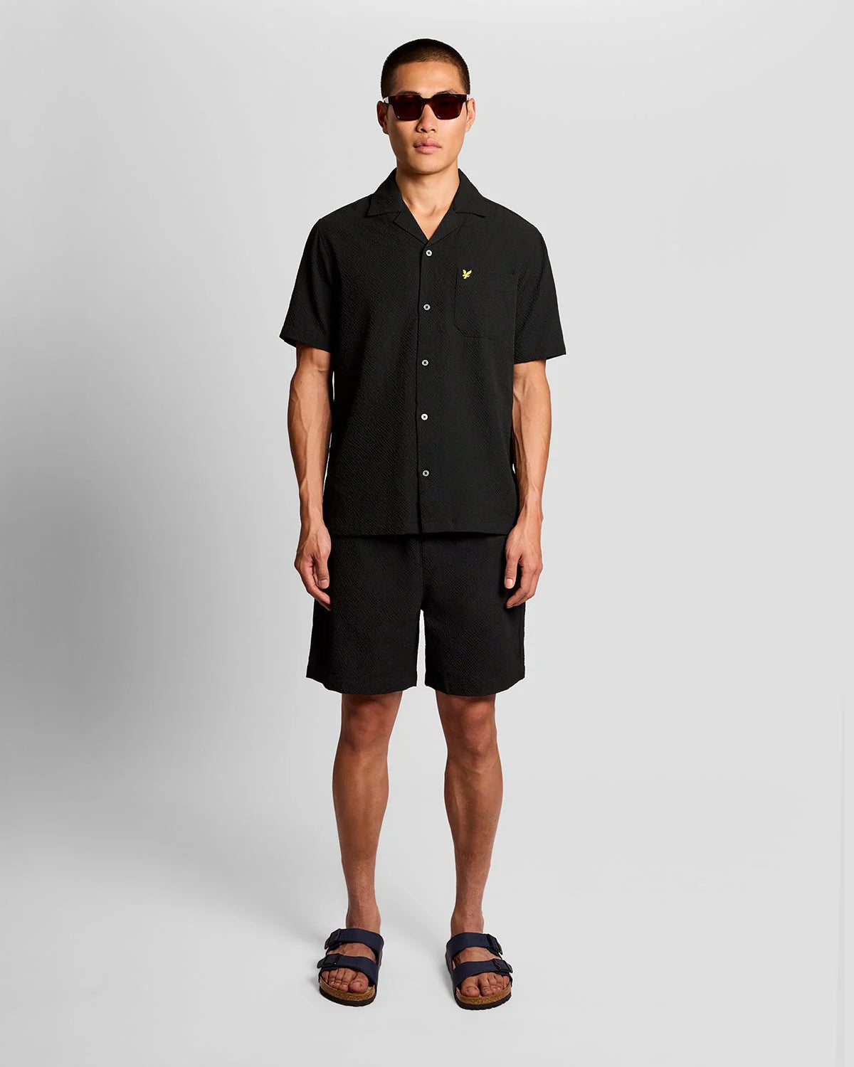 Lyle & Scott Short Sleeve Crinkle Resort Shirt Black