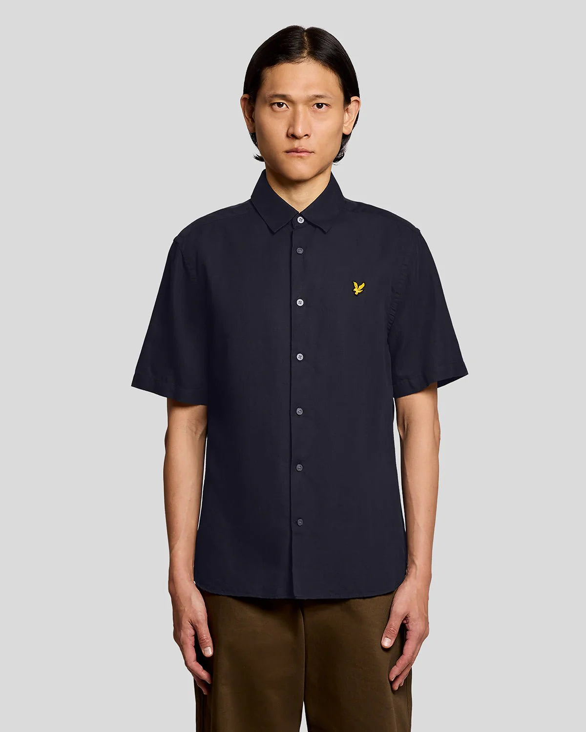 Lyle & Scott Short Sleeve Linen Blend Shirt Navy