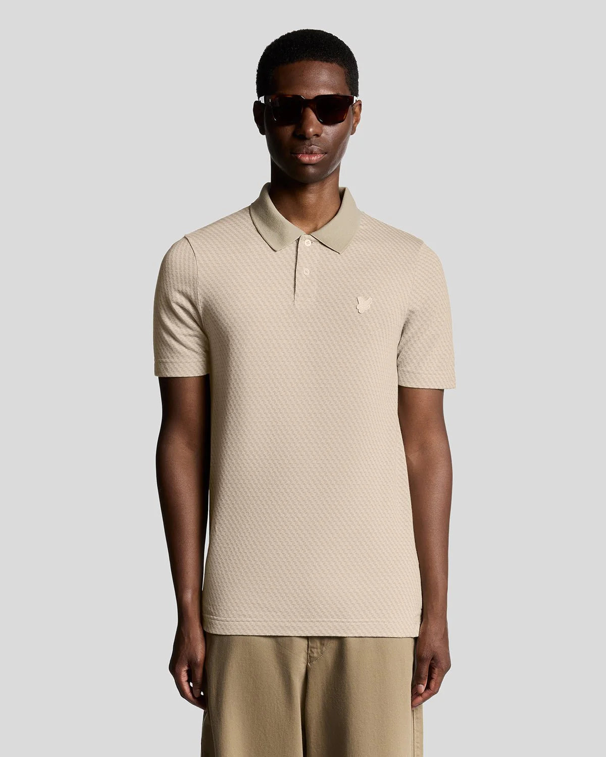 Lyle & Scott Graphic Jacquard Polo Shirt Natural