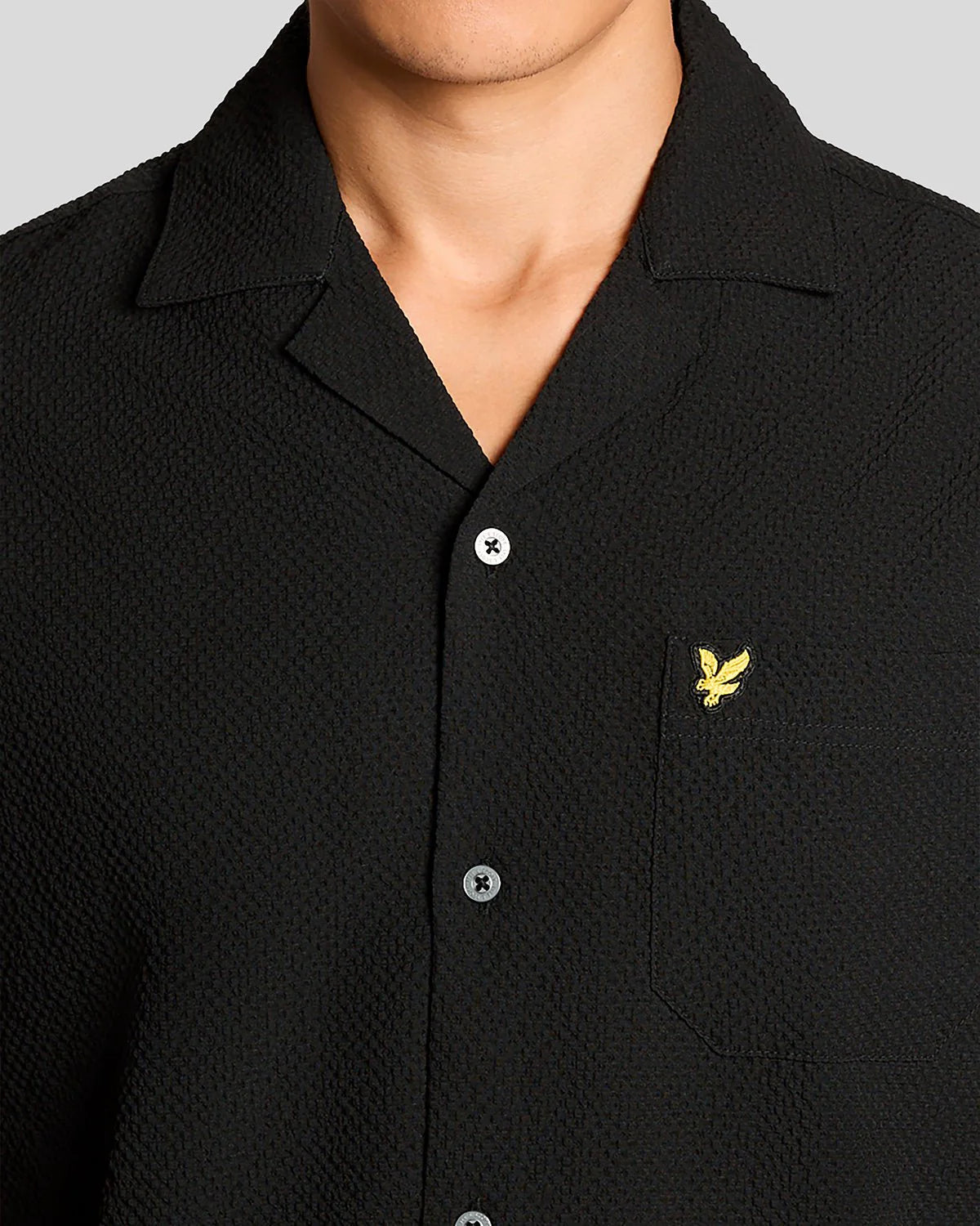 Lyle & Scott Short Sleeve Crinkle Resort Shirt Black