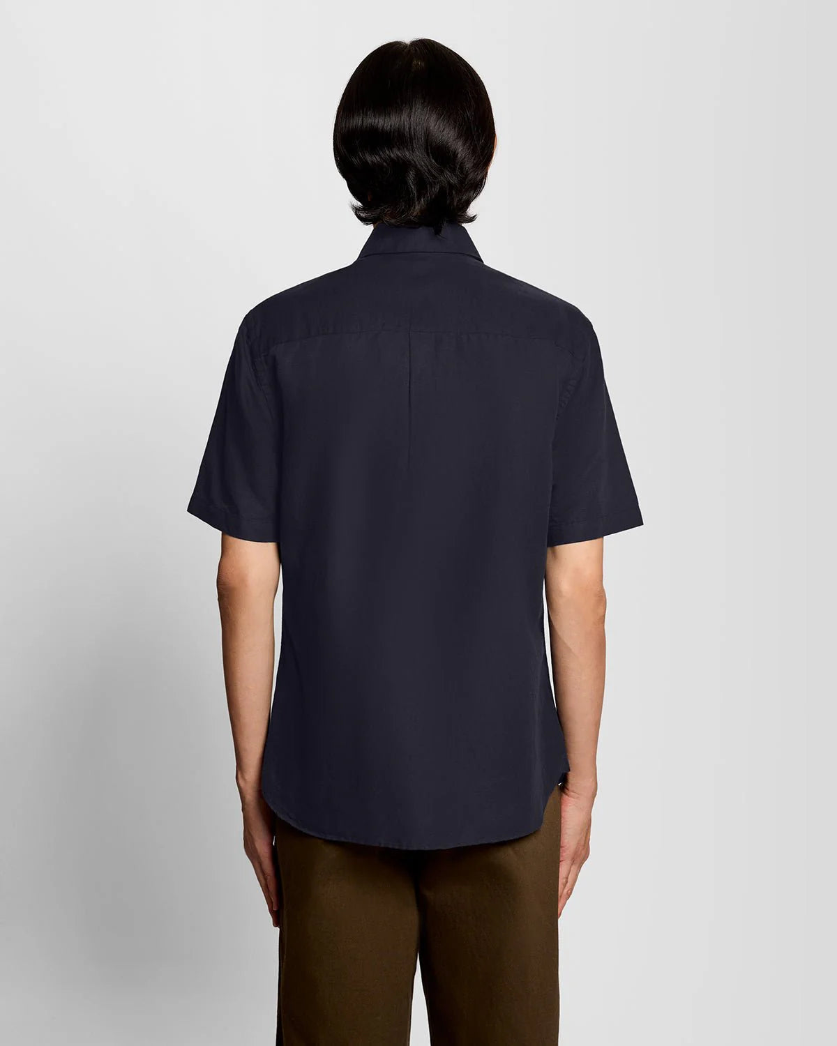 Lyle & Scott Short Sleeve Linen Blend Shirt Navy