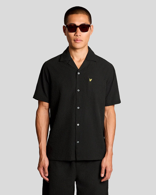 Lyle & Scott Short Sleeve Crinkle Resort Shirt Black