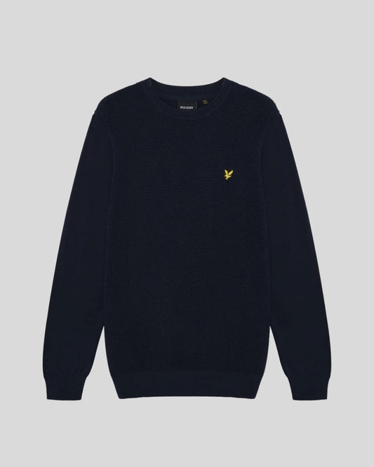 Lyle & Scott Waffle Crew Neck Jumper Dark Navy