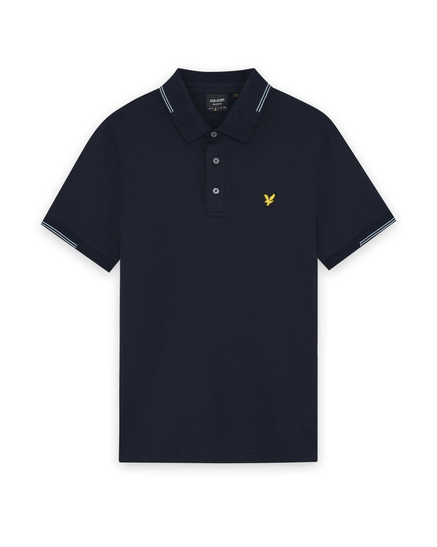 Lyle & Scott Fine Cotton Tipped Polo Shirt Dark Navy/ Chalk Blue