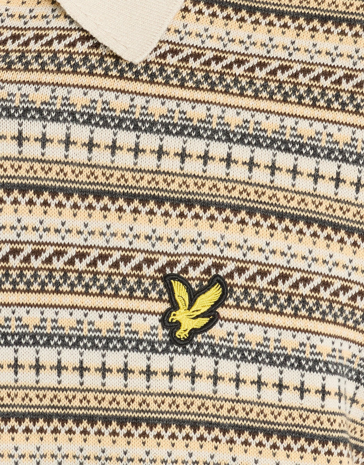 Lyle & Scott Fair Isle Knitted Polo Shirt Cove