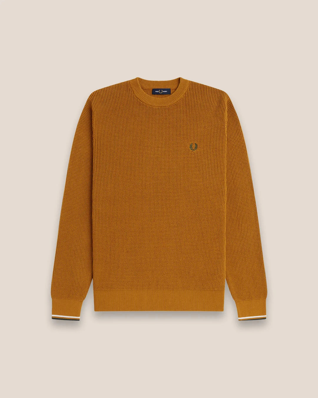 Fred Perry Waffle Stitch Jumper Dark Caramel