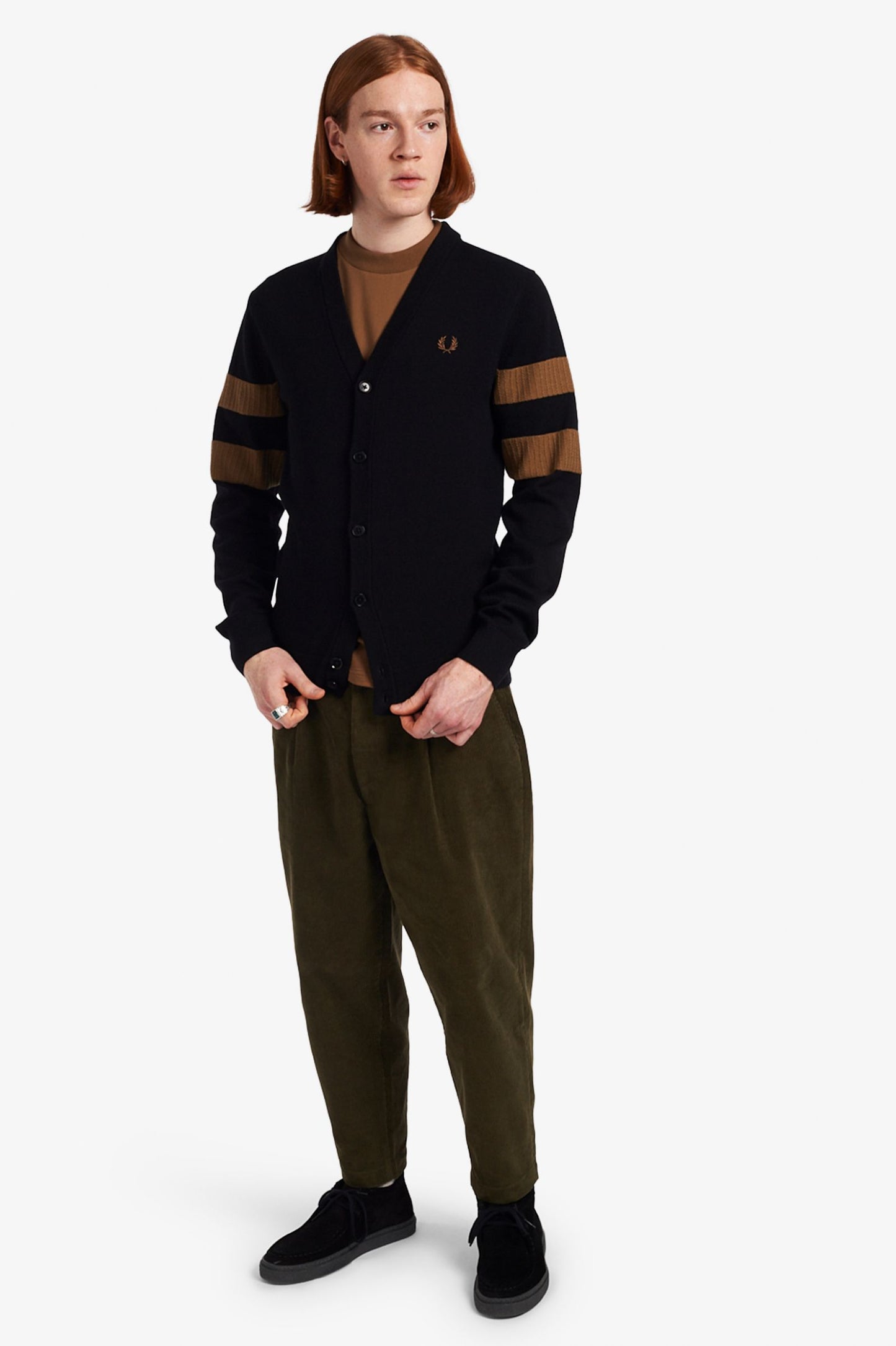 Fred Perry Tipped Sleeve Cardigan Black