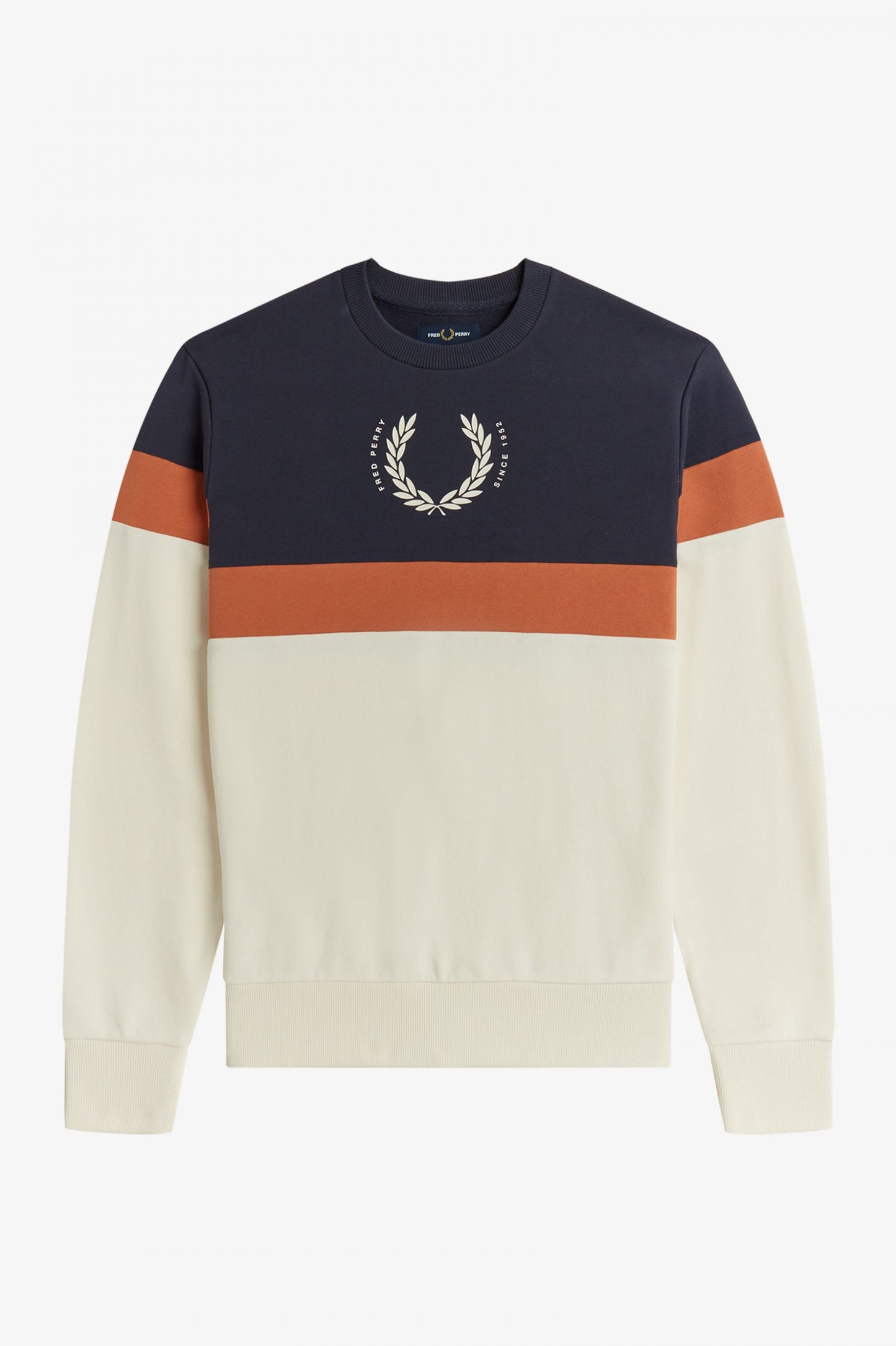 Fred Perry Printed Colour BlockSweatshirt Ecru